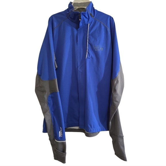 Mountain Hardwear AirShield Soft Shell Zip Front Jacket Large Blue Black - Picture 2 of 8